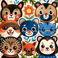 set of funny cartoon owls