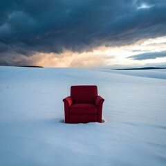 red armchair on the beach