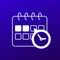 calendar and clock vector icon, time management or schedule