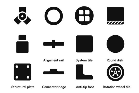 Vector structural base ring connector snap system icon rotation rotating icons tab