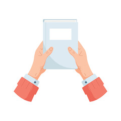 Hands Holding Book Flat Vector Illustration Isolated on White Background