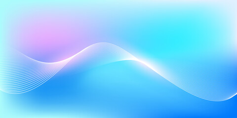Abstract blue gradient background with shining lines waves. Minimalist background for banner, poster, cover, brochure, flyer, website