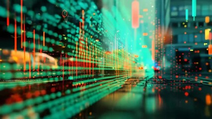 Digital Cityscape: A vibrant digital cityscape of data streams, illuminating the modern world with technology and innovation.  - Powered by Adobe