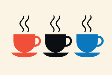 Hot Drink Cup Set Illustration with Steam