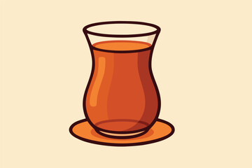 Glass of Tea Illustration on Light Background
