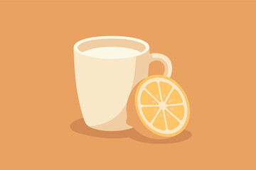 Cup with Lemon Slice Illustration on Warm Background
