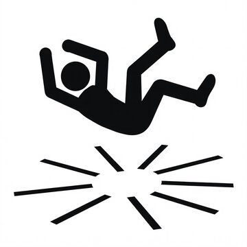 Dramatic person falling with dynamic motion lines