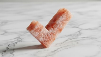 Two Pink Himalayan Salt Blocks Forming a Checkmark Shape.