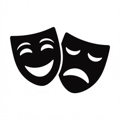 Theatrical comedy and tragedy masks in black and white