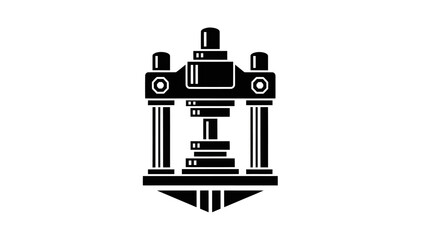Industrial Hydraulic Press Machine Silhouette Icon for Manufacturing and Engineering.