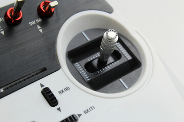 Detailed close-up of an RC controller joystick. Ideal for gaming, electronics, and remote control device illustrations. © Thakur Vijay Singh