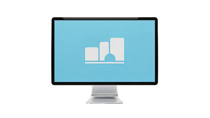 Computer monitor displaying a bar chart with a light blue background on transparent background