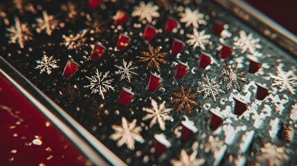 A close-up of a festive grater with a holiday pattern,