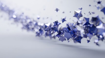 Floating Array of Geometric Star Shapes in Blue on Light Gray Background