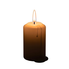 Warm candle light flickering in darkness alone