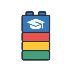 Fototapeta premium Icon Micro-Credential / Nano-Degree: A digital badge stackable like Lego bricks to form a full degree.