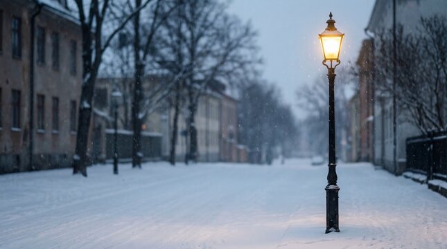 Lamp Post in Snowy Silence