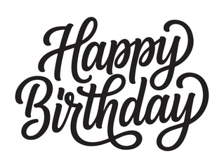 Happy Birthday Calligraphy on White Background