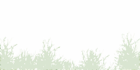 Minimalist landscape with simple green foliage against a stark white background © Lelin