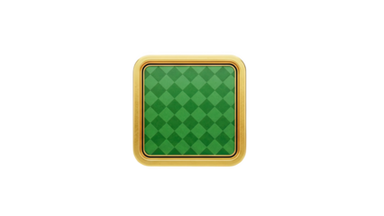 Golden Emblem with Green Diamond Pattern on transparent background