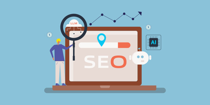 Advance search with LLM cloud connectivity, AI processing future SEO, performance graph and digital workflow.