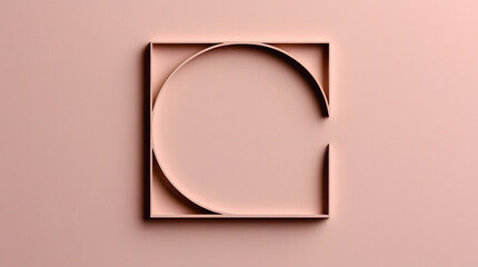 a square shape with half cut circle inside it and peach background