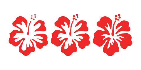 Red hibiscus flower set design elements vector illustration © Fergun