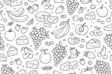 seamless pattern with fruits and berries