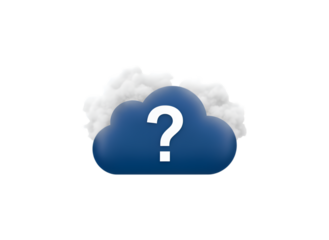 Cloud Computing Query Symbol - Data Search, IT Problem & Solution Concept Graphic on white background