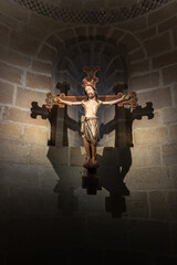 an ancient cross in the old church on St. Jacob's Road