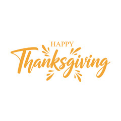Happy Thanksgiving Hand Lettering Typography Design on White Background