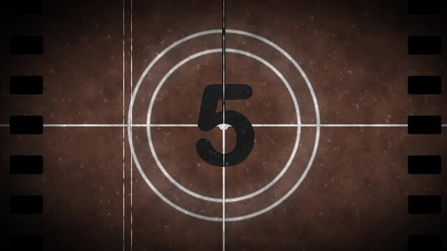 Old film strip countdown 10 to 0 vintage retro cinematic film leader number 9