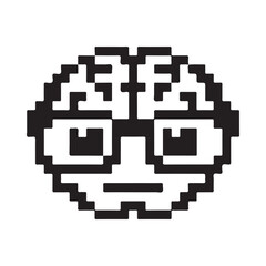 Fototapeta premium Pixelated face with glasses a simple black and white digital portrait