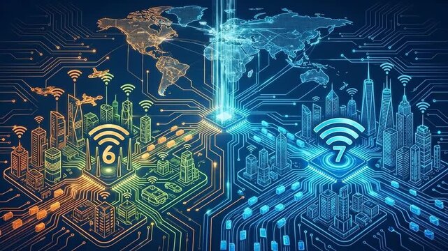 Global digital network activation sequence. World map with expanding wireless connections and glowing signals. Cloud and quantum networking animation for IoT data management and AI integration. video