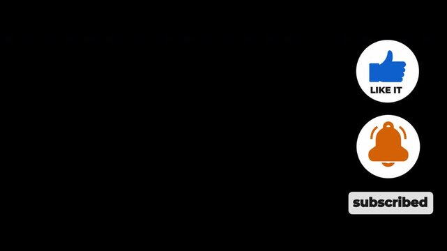 Subscribe Like And Notification Bell Button Animation Alpha Channel