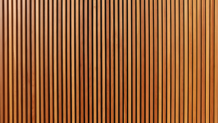 A detailed view of a modern wooden wall made from vertical slats creating a repetitive pattern