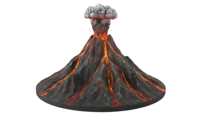 Active Volcano Replica - Earth's Fiery Power Educational Display Model on white background