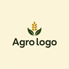 Minimalist Agro Logo with Wheat Stalk and Leaves
