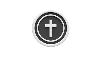Fototapeta premium 3D Christian cross emblem icon on transparent background