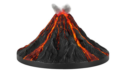 Realistic Erupting Volcano Model Toy with Lava Flow & Steam Effect for Science Play on white background © Ayanali