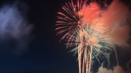 Fireworks Explosion Vibrant Colorful Night Sky Celebration Display