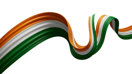 Wavy indian flag colors isolated on transparent background