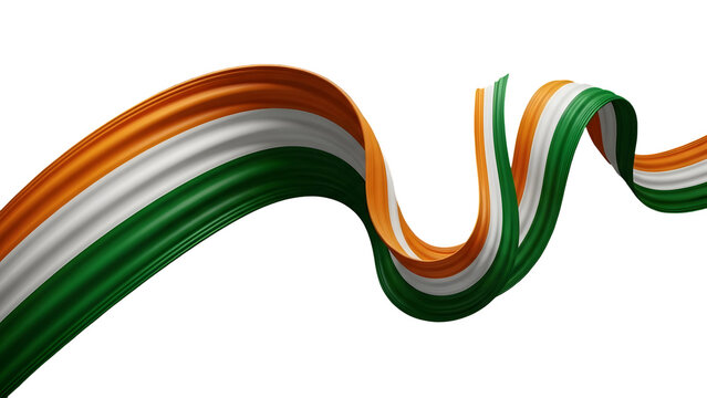 Wavy indian flag colors isolated on transparent background
