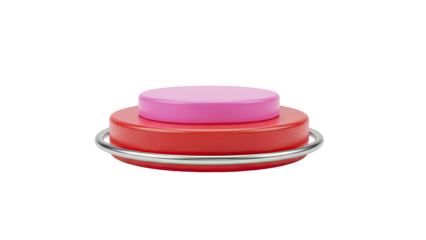 3D Pink and Red Podium with Silver Ring on transparent background