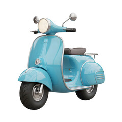 A charming vintage-style light blue scooter with chrome details and a sleek design