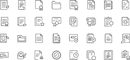 Document set of web icons in line style. Documents linear icon collection. Documents symbol collection. Different documents icons vector illustration