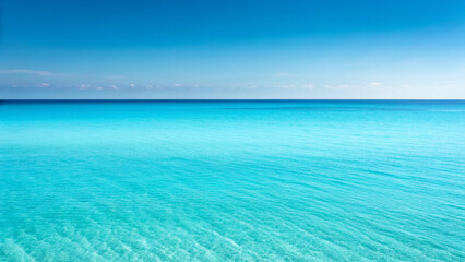 Obraz premium Crystal Clear Turquoise Water and Bright Blue Sky Horizon ocean Background