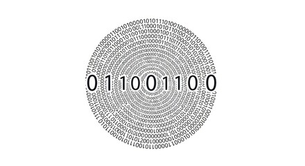 Binary code circle on white background. Data encryption concept.