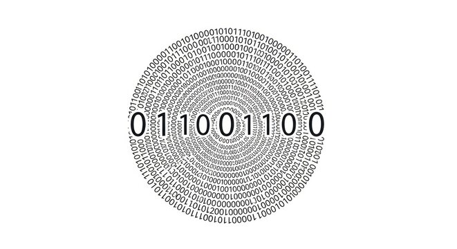 Binary code circle on white background. Data encryption concept. - Powered by Adobe