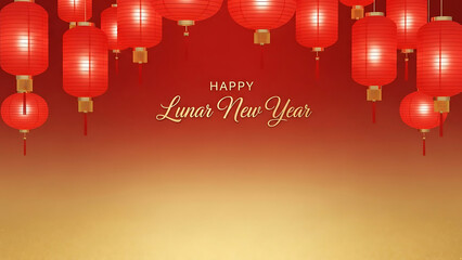 Red Lanterns Lunar New Year Greeting Gradient Background